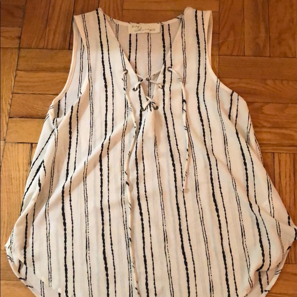 Vintage Havana patterned tank with lace up front